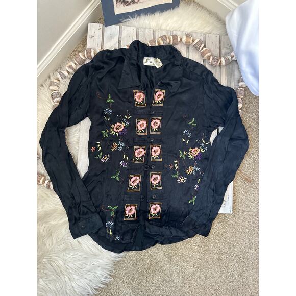 Vintage Na-Ta-Ya Embroidered Floral Button Down Shirt - Picture 2 of 8